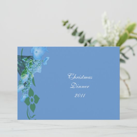 diner blue hydrangea bloemen kaart (Staand voorkant)