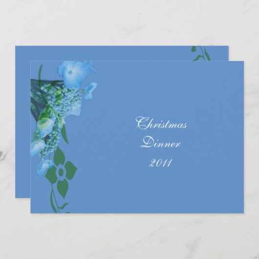 diner blue hydrangea bloemen kaart (Voorkant / Achterkant)