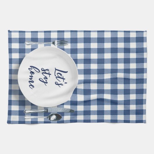 Diner Bord op Blue Gingham Theedoek (Horizontaal)
