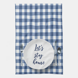 Diner Bord op Blue Gingham Theedoek