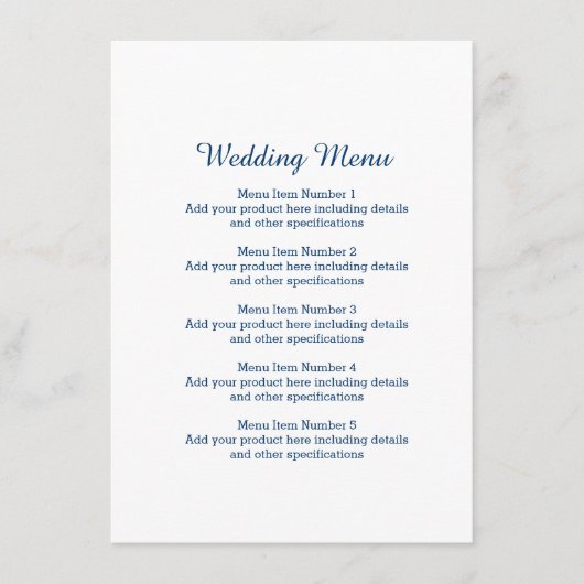 Diner bruiloft menu met nautische boot anker logo (Voorkant)