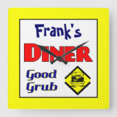 Diner Custom Retro Kitchen wandklok (Voorkant)