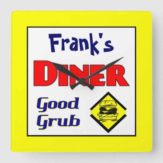 Diner Custom Retro Kitchen wandklok (Voorkant)