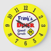 Diner Custom Retro Wall Clock Grote Klok (Voorkant)
