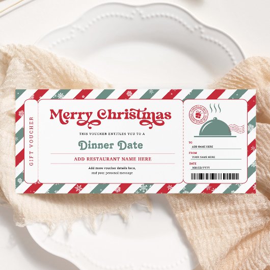 Diner Date Night Restaurant Kerstvoucher Kaart