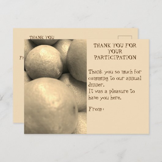 DINER DEELNAME BEDANKKAART BRIEFKAART (Voorkant / Achterkant)