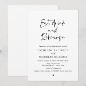 Diner, drink en repetitie voor weddenschappen kaart (Voorkant / Achterkant)