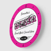 Diner Elke Naam Datum Retro Heet Roze Zwart Wit Grote Klok (Hoek)