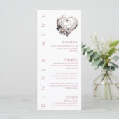 Diner en Bar Menu-Modern roze hart met bloemen Menu (Staand voorkant)