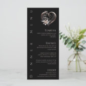 Diner en Bar Menu-Modern roze hart met bloemen Menu (Staand voorkant)