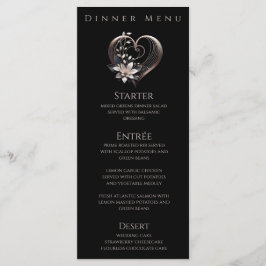 Diner en Bar Menu-Modern roze hart met bloemen Menu