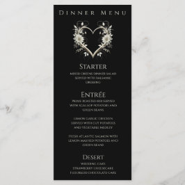 Diner en Bar Menu-Moderne bloemen met een hart Menu