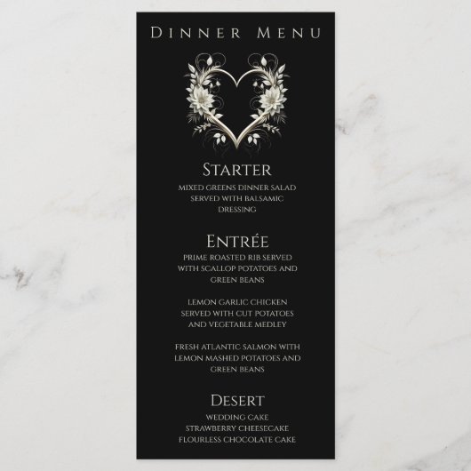 Diner en Bar Menu-Moderne bloemen met een hart Menu (Voorkant)