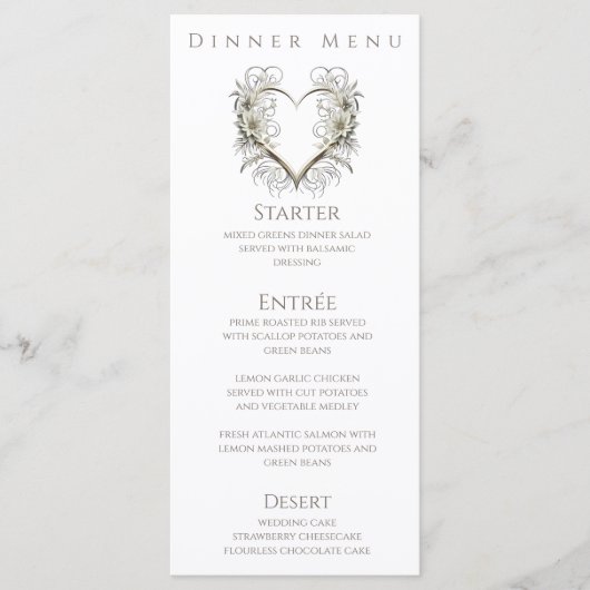 Diner en Bar Menu-Moderne bloemen met een hart Menu (Voorkant)