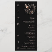 Diner en Bar Menu-Roos Gouden Bloemen met een Hart Menu (Achterkant)