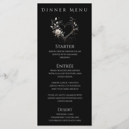Diner en Bar Menu-Witte bloemen met een hart Menu