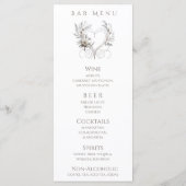Diner en Bar Menu-Witte bloemen met een hart Menu (Achterkant)