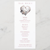 Diner- en Barmenu-Modern Roze Hart met Bloemen Menu (Achterkant)