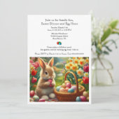 Diner en Egg Hunt Familie Pasen Uitnodiging (Staand voorkant)