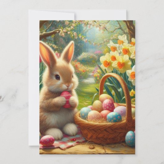 Diner en Egg Hunt Familie Pasen Uitnodiging (Achterkant)