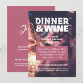 Diner- en wijnfoto aangepaste flyer uitnodiging (Voorkant / Achterkant)