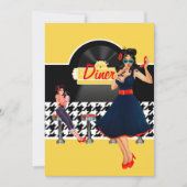 Diner geel zwart-wit, ingecheckt kaart (Voorkant)