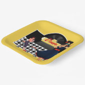 Diner geel zwart-wit, ingecheckt papieren bordje (Gebogen)