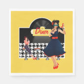 Diner geel zwart-wit, ingecheckt servet (Voorkant)