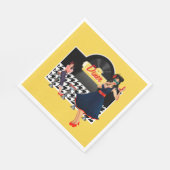 Diner geel zwart-wit, ingecheckt servet (Hoek)