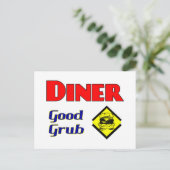 Diner Good Grub Hamburger Restaurant Art Briefkaart (Staand voorkant)