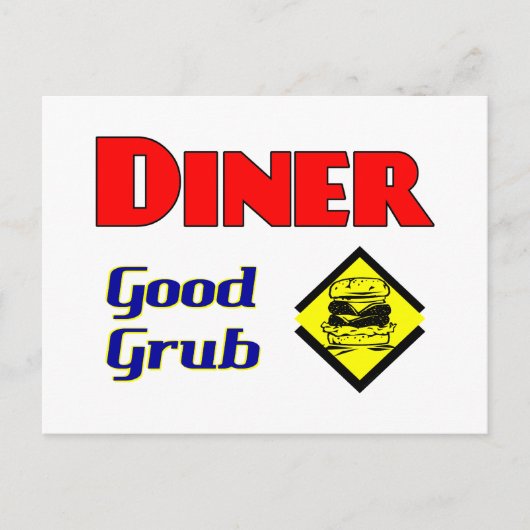 Diner Good Grub Hamburger Restaurant Art Briefkaart (Voorkant)