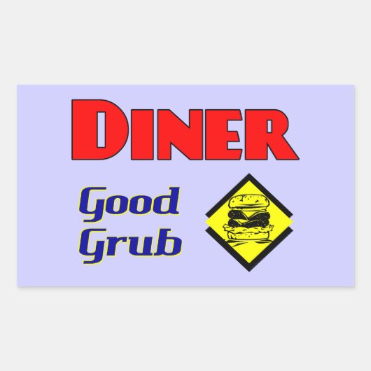 Diner Good Grub Hamburger Restaurant Art Rechthoekige Sticker (Voorkant)