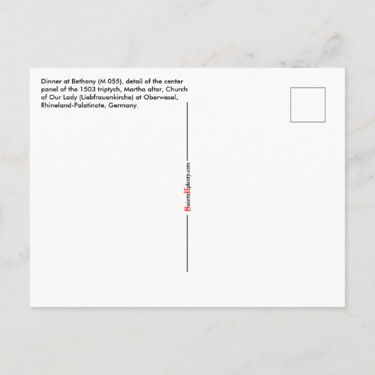 Diner in Bethanië (M 055) Briefkaart (Achterkant)