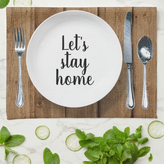 Diner instelling op eikenhout theedoek (Gevouwen)