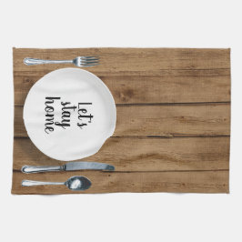 Diner instelling op eikenhout theedoek