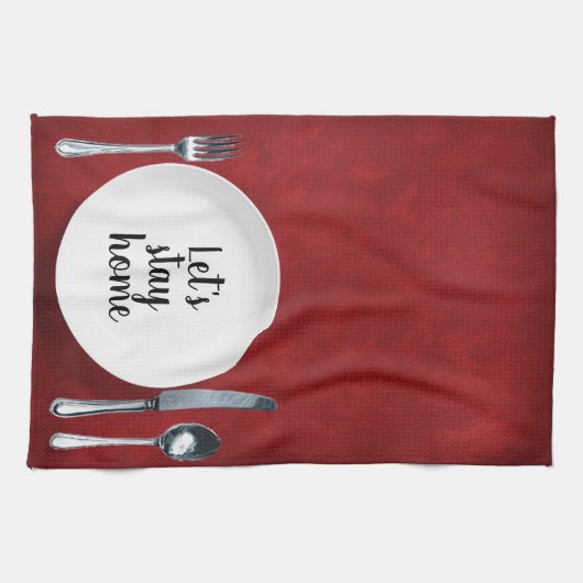 Diner instelling op rood theedoek (Horizontaal)