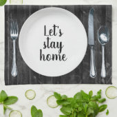 Diner instelling op zwart hout theedoek (Gevouwen)