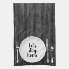 Diner instelling op zwart hout theedoek