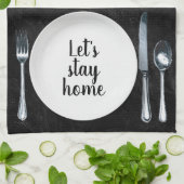 Diner instelling op zwart leer theedoek (Gevouwen)