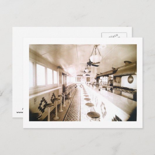 Diner Interior, 1920s Deco Briefkaart (Voorkant / Achterkant)