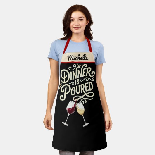 Diner is Overgooier - Gepersonaliseerd Wijn Cadeau Schort (Gedragen)
