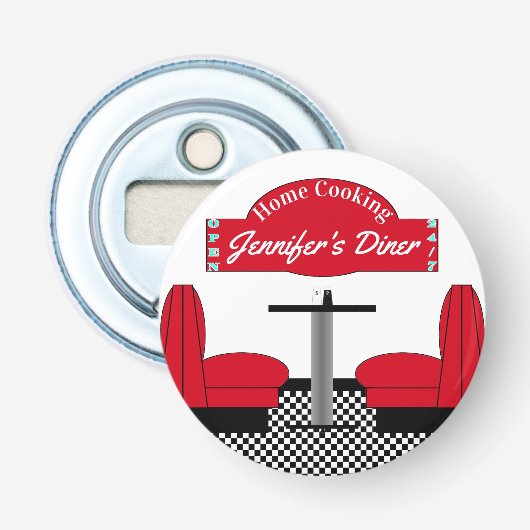 Diner Kitchen Restaurant Kitchen Grill Chef Baker Button Flesopener (Voorkant)