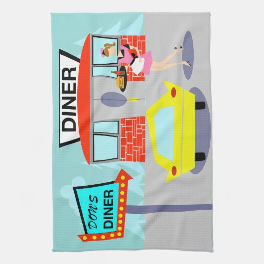 Diner Kitchen Towel uit 1950 Theedoek (Verticaal)