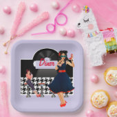 Diner lavender, 1950, zwart-wit, ingecheckt papieren bordje (Feest)