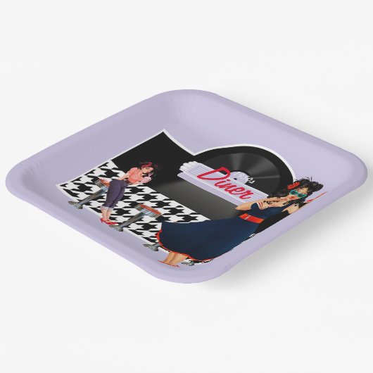 Diner lavender, 1950, zwart-wit, ingecheckt papieren bordje (Gebogen)