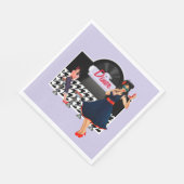 Diner lavender uit de jaren 1950, zwart-wit, ingec servet (Hoek)