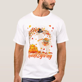 Diner Llama Autumn Tree T-shirt