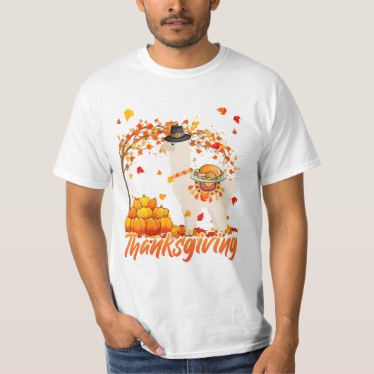 Diner Llama Herfst Boom Liefhebber T-shirt (Voorkant)