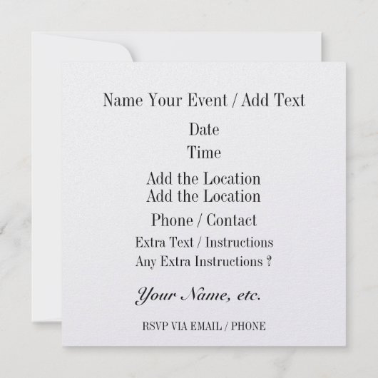 Diner / Lunch / Brunch Uitnodiging (Achterkant)