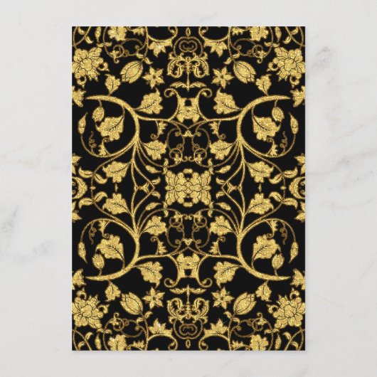 Diner Menu Bloemen Damast Glitter Formele Bruiloft (Achterkant)